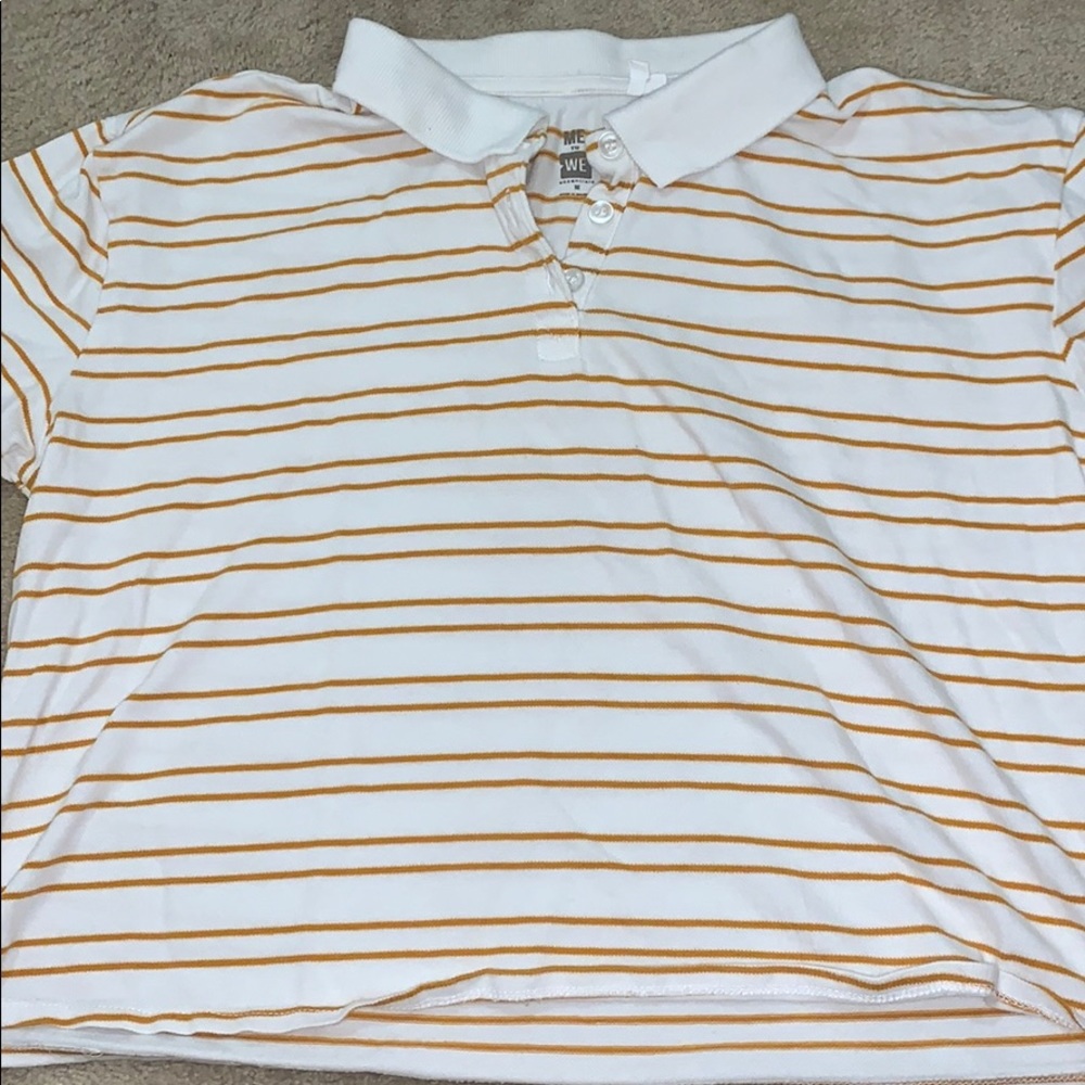 yellow and white collared shirt